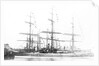 3-masted ship 'Machranish' (Br, 1883), Hugh Hogarth & Sons, at quayside, dressed by unknown