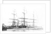 3-masted ship 'Machranish' (Br, 1883), Hugh Hogarth & Sons, at quayside, dressed by unknown