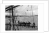 'Fahrwohl' 3 masted barque. Crew sitting on the mainyard. by unknown