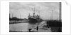 'Radnorshire' (Br, 1919) cargo liner, Royal Mail Steam Packet Co., in King George V Dock lock, London by unknown