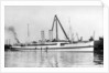 The cross channel turbine steamer 'Munich' (Br 1908) as a hospital ship at quayside, under sheerlegs by Anonymous