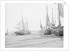 Barges taking sand and gravel at low tide on "The Crow", North of Appledore, North Devon by W. C. Fox