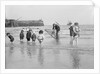 Boys and girls watch intently as a local fisherman wields his net in Scarborough, Yorkshire by Samuel Coupe Fox