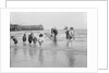 Boys and girls watch intently as a local fisherman wields his net in Scarborough, Yorkshire by Samuel Coupe Fox