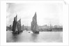 The sailing trawlers 'LT325', 'LT653' and 'LT37' leaving the outer harbour at Lowestoft, Suffolk, taken from the end of the breakwater by Smiths Suitall Ltd.