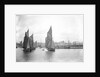 The sailing trawlers 'LT325', 'LT653' and 'LT37' leaving the outer harbour at Lowestoft, Suffolk, taken from the end of the breakwater by Smiths Suitall Ltd.