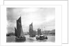 The trawler 'LT372' under sail with 'LT205' in tow of the paddle tug 'Imperial' (1879) leaving the harbour at Lowestoft, Suffolk by Smiths Suitall Ltd.