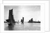 The trawler 'Roma' (1906) [LT410] with an unidentified trawler sailing out of the outer harbour at Lowestoft, Suffolk by Smiths Suitall Ltd.