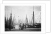 Trawlers berthed in the outer harbour with the morning mist rising at Lowestoft, Suffolk by Smiths Suitall Ltd.