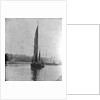 A view across the New Cut at Ipswich with an unidentified spritsail barge under sail leaving by Smiths Suitall Ltd.