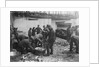 Folkestone, Kent. Sorting fish on the harbour slipway at low water by unknown