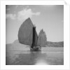 A starboard bow view of a fishing junk drifting in Tolo Harbour, Hong Kong by David Watkin Waters