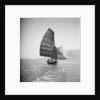 A bow view of a cargo sampan under sail in Tolo Harbour, Hong Kong by David Watkin Waters