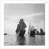 Two Yeungkong fisher type junks under sail at Aberdeen, Hong Kong by David Watkin Waters