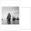 Two Yeungkong fisher type junks under sail at Aberdeen, Hong Kong by David Watkin Waters