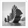 A port quarter view of the Yeungkong fisher type junk with the port number 227HA under sail at Aberdeen, Hong Kong. by David Watkin Waters