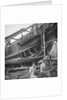 A close port side view of a Hong Kong fisher d.w. type junk repairing on a slipway at Hong Kong by David Watkin Waters