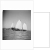 A starboard side view of a Hong Kong fisher d.w. type junk under sail at Hong Kong by David Watkin Waters