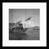 A port quarter view of an Aberdeen frame stern fisher type junk in Hong Kong harbour by David Watkin Waters
