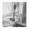 On board an Indian kotia type dhow anchored at Colombo, Ceylon by David Watkin Waters