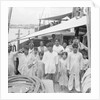 The captain and crew on board the Indian kotia type dhow Karimi (fl.1938) anchored at Colombo, Ceylon by David Watkin Waters