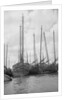 A bow view of the lorcha type junk 0667 moored between other junks at Shanghai by David Watkin Waters