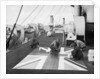Lascars ' Asian seamen ' painting a Union flag on the deck of the P&O liner 'Chitral' by unknown