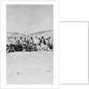 The Senior Naval Officer, Persian Gulf standing between the Sheikh of Dubai and the Sheikh of Henjam with their entourages. by unknown