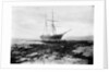 A starboard bow view of the brigantine Henry Harvey (1857) aground by Gibson & Sons of Scilly