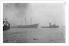 The clipper ship 'Cutty Sark' (1869) being towed from the East India Dock to Greenwich by the tug 'Gondia' (1927) by unknown