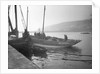 'Malgre Tout' (Fr, 1920s) moored at quayside, Newlyn, bows obscured by unknown