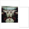 The restaurant staff on the Union-Castle cruise ship 'Windsor Castle' gather for a group photograph by Marine Photo Service