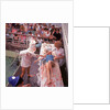 Macabre comic entertainment aboard an unspecified cruise ship, with a female passenger prostrate on a bloody slab - perhaps a variant of the Crossing the Line (the Equator) ceremony? by Marine Photo Service