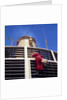 Father Christmas, or Santa Claus, climbing the grill in front of the forward funnel above the bridge on 'Oriana' (1960) by Marine Photo Service