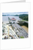 A view from the bridge of 'Gripsholm' (1957) or 'Kungsholm' (1966) of the Pedro Miguel Lock, Panama Canal, with the Miraflores Lock in the background. by Marine Photo Service