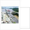A view from the bridge of 'Gripsholm' (1957) or 'Kungsholm' (1966) of the Pedro Miguel Lock, Panama Canal, with the Miraflores Lock in the background. by Marine Photo Service