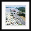 A view from the bridge of 'Gripsholm' (1957) or 'Kungsholm' (1966) of the Pedro Miguel Lock, Panama Canal, with the Miraflores Lock in the background. by Marine Photo Service