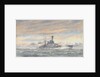 Unidentified battleship at sea by Alma Claude Burlton Cull