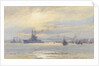 American battleship in the Firth of Forth by Alma Claude Burlton Cull