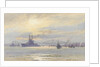 American battleship in the Firth of Forth by Alma Claude Burlton Cull