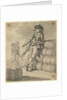 A Marine leaning on a pile of bales, with a seaman carrying kegs in the background by Gabriel Bray