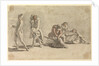 Woman asleep beside a wheelbarrow of fruit, which is being stolen by two small boys by Gabriel Bray