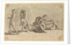 Woman asleep beside a wheelbarrow of fruit, which is being stolen by two small boys by Gabriel Bray