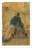 Seaman leaning on a gun on the 'Pallas' by Gabriel Bray