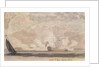 Anchored warship firing a salute by Gabriel Bray