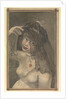 Half-length view of a girl in a white dress and black veil by Gabriel Bray