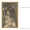 Half-length view of a girl in a white dress and black veil by Gabriel Bray