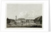 View of a town with cow being slaughtered in background by William Alexander