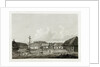 View of a town with cow being slaughtered in background by William Alexander