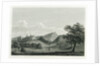 Country scene with mountain range and two figures by William Alexander
